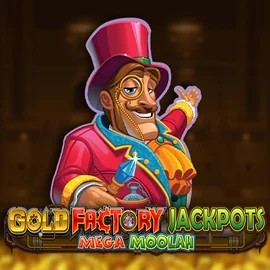 Gold Factory Jackpots Mega Moolah online game logo by Aurum Signature Studios on prive-casino.eu